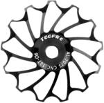 Toopre ipari csapágyas váltógörgő, alumínium, 1db, kerámia csapágy, 13T, fekete