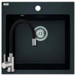 Laveo SRA_710B+SAP4-F090KB - LAVEO Alena 50 mosogató 490X490 matt fekete + ZEGOR fekete csaptelep szett (SRA_710B+SAP4-F090KB)
