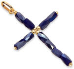 Heratis Forever Ezüst kereszt sárga aranyozással és sötétkék gyöngyökkel IS4059