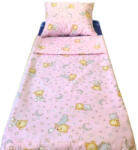  2 részes pamut óvodás ágynemű huzat - 90x130 cm / rózsaszín alvó maci mintás