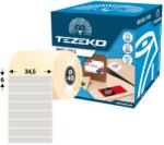 Tezeko 34.5 * 6 mm, öntapadós műanyag etikett címke (3500 címke/tekercs) (M0345000600-001) - etikett-cimke-shop