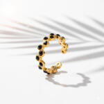 KÁRPÁTHY ékszer Midnight Dots aranyozott gyűrű, fekete