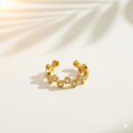 KÁRPÁTHY ékszer Midnight Dots aranyozott gyűrű, hókristály