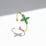 KÁRPÁTHY ékszer Small flower gyűrű - zöld, aranyozott