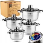 Karl Hausmann Edénykészlet Hőmérővel Indukciós Gáz 8el Zelda Acél 18/0 (ZESTAW GARNKÓW 8el POKRYWKI Z TERMOMETREM)