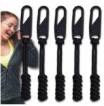 EdiBazzar 5 db-os fekete fém cipzáras medál szett, fonott anyag, cipzár javító (Zestaw czarnych 5 sztuk zawieszek sznurek)