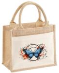  Kék pillangó-pamut, zsebes juta midi bevásárlótáska (JTM06)