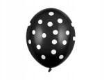 Party Deco Lufik, 30cm, pöttyös, pasztell fekete, 50db