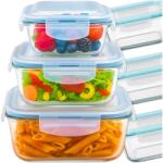 MEMFLOW Lunchbox Üveg Ételtároló Szett 3DB-OS Hőálló Légmentesen Záródó (POJEMNIK SZKLANY NA ŻYWNOŚĆ 3SZT MEMFLOW)