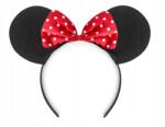 Party Deco Egér fejpánt, fekete-piros, piros masnival, fehér pöttyökkel, univerzális méret