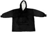 FOXMAG24 takaró, ujjal, kapucnival és zsebekkel, puha és kellemes tapintású anyag, plüss, meleg, fekete (DCCVDQMBM)