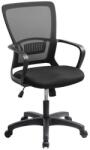 MAYAH Irodai szék, karfás, fekete szövetborítás, feszített hálós háttámla, fekete lábkereszt, MAYAH "Vega", fekete (BBSZVV51)
