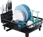 ZASS Edénytartó tálcával, lefolyórendszerrel és evőeszköztartóval ZASS Gourmet ZG-DR 01, 43 x 33 x 14, 5 cm, PP festett acél, fekete (ZG-DR 01)