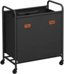 SONGMICS gurulós szennyestartó, 2 rekeszes ruhagyűjtő 140 l, fekete (RLS210B01)