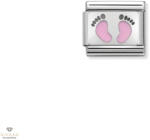 NOMINATION "Rózsaszín bébi lábnyom" charm - 330208-14