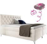 TEMPO KONDELA Boxspring ágy, 160x200, fehér Velvet szövet, GULIETTE + ajándék