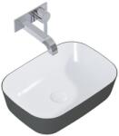 AREZZO design design pultra ültethető mosdó RENI 46x33, fényes fehér / matt antracit AR-146113 (AR-146113)