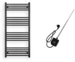  Törölközőszárító radiátor elektromos fűtőpatronnal 60 x 130 cm - Nero Italia AF-05-400W (fekete)