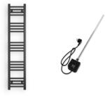  Törölközőszárító radiátor elektromos fűtőpatronnal 30 x 140 cm - Nero Italia AF-05-400W (fekete)
