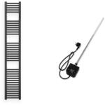  Törölközőszárító radiátor elektromos fűtőpatronnal 30 x 180 cm - Nero Italia AF-05-400W (fekete)