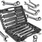 MAR-POL racsnis csuklós csillag-villás kulcs készlet 8-32 mm 13 db + műanyag koffer M58613 (M58613)