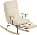 VASHOME Hintaszék fa lábakkal, plüss szövettel, 4 fokozatban állítható háttámlával, krémfehér (VH-LYY990CW)