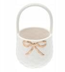 Trend-Deco gipsz kosár, arany masnival, 25cm, virágcserép, anyák napi ajándék (TD00175-5/WHITE)