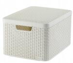 Keter Tároló kosár fedővel 30 L Curver Rattan krémszínű (205862)