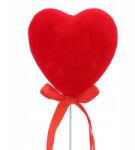 Luk Szív Pálcán, bársony szív, piros, ajándék, 6x6cm (HT13A076-WS)