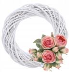 Vipolimex Nagy fehér vesszőkoszorú, ø 40cm, esküvői dekoráció, ajtódísz (ZOSIA-40 RING)