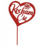 Trend-Deco Szív alakú topper, "Szeretlek" felirattal, piros, fa (#11175)