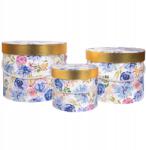 Luk virágdoboz készlet, 3 db, karton, virágmintás, L, M, S méret (H2310177/ FLOWERS MIX)