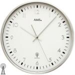 AMS Ams rádióvezérelt falióra, 35cm átmérő, fém/üveg, 3 év garancia