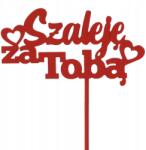 Trend-Deco Piros "szerelmes Vagyok Beléd" tortadísz, fa, Valentin-napra, évfordulóra (#11173)