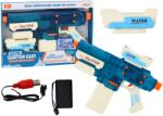 LEAN Toys Pistol de apă electric M416 cu rezervor de 500 ml și rază de acțiune de 8-10 m, în culori bej și albastru (17943)