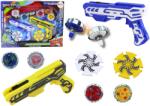 LEAN Toys Set de pistoale lansatoare de discuri metalice cu efecte de lumină albastră și galbenă (20820)