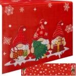 Ruhhy Fășie de masă de Crăciun Iso Trade cu Motive Pitice și Fulgi de Nea, Roșu, 180 x 40 cm (00022482) Fata de masa