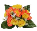 BackHomeLiving Buchet artificial de flori cu trandafiri și hibiscus - 25 x 28 x 28 cm (HID2942)