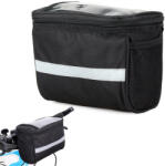 VERK GROUP Geantă mare impermeabilă pentru bicicletă cu suport transparent pentru telefon mobil - negru (14330)
