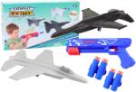 LEAN Toys Pistol de jucărie 2 în 1 albastru - aruncător de darts și avioane (20191)
