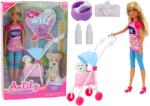 LEAN Toys Păpușă Anlily cu cățel și cărucior, inclusiv accesorii (14802)