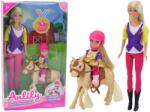 LEAN Toys Set Anlily cu păpușă mare, copil și ponei, la fermă (16925) Papusa
