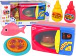 LEAN Toys Cuptor cu microunde Leantoys cu accesorii: Pui, Pizza și Pește pentru copii (4846) Bucatarie copii