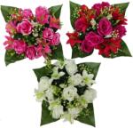BackHomeLiving Buchet Artificial - Trandafiri și Crini - 25 x 27 x 27 cm (HID2959)