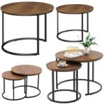 LEAN Set Masă de Cafe Rotundă din Lemn Natural și Negru (26598) Masa de cafea