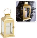 BackHomeLiving Lampion de Crăciun din metal auriu cu LED - 11 x 11 x 22 cm (SOL0900)