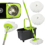VERK GROUP Mop telescopic rotativ 360 grade cu 2 capete din microfibră și sistem integrat de stoarcere și spălare (27078)