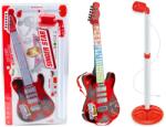 LEAN Toys Chitară electrică roșie cu suport și microfon, alimentată cu baterii (20893) Instrument muzical de jucarie
