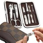 Verk Group Set de manichiură și pedichiură în 7 piese cu etui maro (01750_BR)