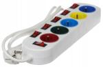 Elgotech Hosszabbító elosztó, 1.5m, 5 eres, földelt, 6 kapcsolós, fehér (EPS5015W6)